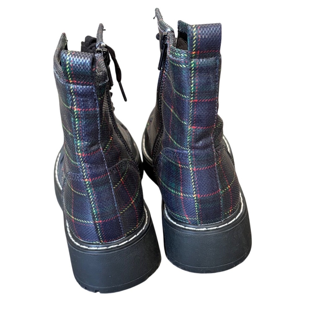 Madden girl Plaid Textured Combat Boots Side Zip Platform Lug Sole Multi Color - Picture 7 of 11